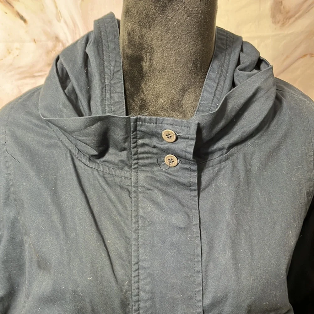 TRF Collection Zara Hooded Crop Jacket with Pockets Navy Blue Med - Picture 2 of 14